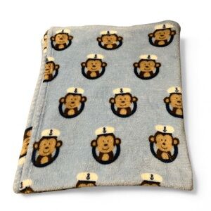 Garanimals Sailor Monkey Blue Baby Blanket Circles Captain Hat Nautical Lovey